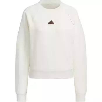 Adidas Технический свитшот с круглым вырезом, повседневный, простой, модный, с круглым вырезом, с длинным рукавом, женский свитшот Han-Jade-White JJ1109 S