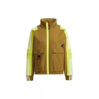Adidas Теплая тренировочная куртка со складным капюшоном и флисовой подкладкой Женская верхняя одежда Тан GP0623 M