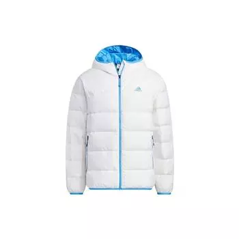 Adidas Теплый пуховик с капюшоном и длинным рукавом с логотипом, верхняя одежда унисекс, белый HZ2595 XXS