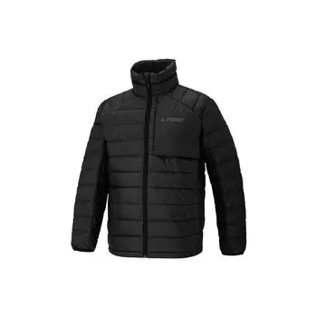 Adidas Теплый спортивный однотонный пуховик с буквенным воротником и воротником-стойкой Мужская верхняя одежда Черный HE3686 S