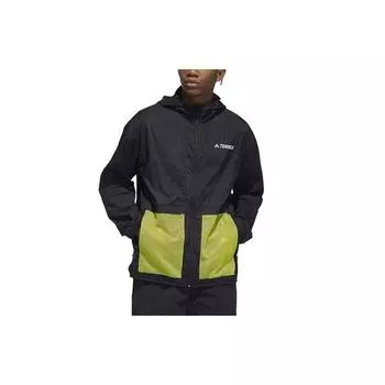 Adidas Terrex Bao Pack Ветровка с капюшоном и контрастными сетчатыми карманами Мужская верхняя одежда Черный GN7601 XL