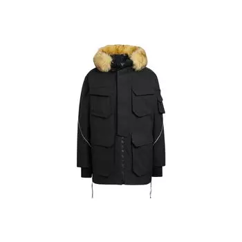 Adidas Terrex FW22 Однотонный пуховик с меховым воротником и вышитым логотипом на молнии, куртки унисекс, черный HM9698 XL