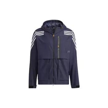 Adidas TH DNM WVJK Полосатая спортивная куртка с длинным рукавом с капюшоном Мужская верхняя одежда Темно-синий HE9905 M
