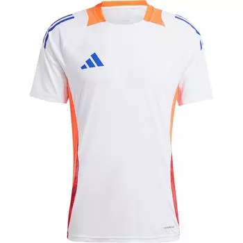 Adidas Футбольная майка унисекс с круглым вырезом и короткими рукавами Tiro 24, полосатый принт с логотипом, белые JF4194 M