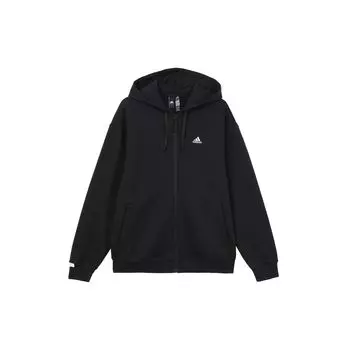 Adidas Толстая флисовая спортивная повседневная куртка с капюшоном на молнии, мужская куртка черного цвета IV7607 XS