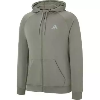 Adidas Толстовка с капюшоном Game And Go Big Logo с тремя полосками и застежкой-молнией Silver Pebble для мужчин в уличном стиле IW8395 S