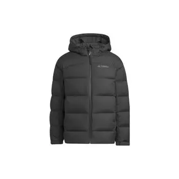 Adidas Тяжелый гусиный пуховик с капюшоном и приталенными длинными рукавами Мужская верхняя одежда Черный IL8965 S