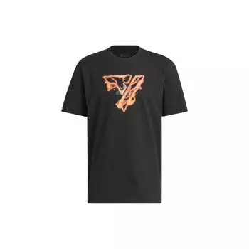 Adidas Trae Young Icy Fire Signature Print Баскетбольная футболка с коротким рукавом Мужские топы Черные IM9167 L