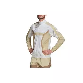 Adidas Тренировочная спортивная куртка с логотипом и полумолнией с цветными блоками и воротником-стойкой, мужские куртки белого цвета HP1879 XL