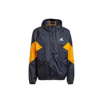 Adidas Тренировочная ветровка с логотипом, мужская куртка, оранжевый, черный GT6561 XS