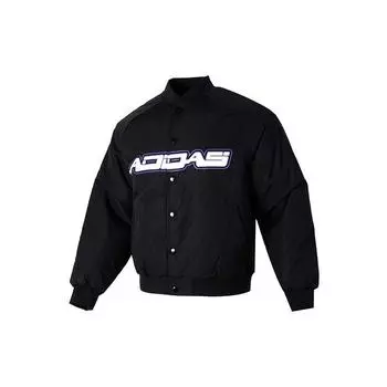 Adidas Твердая вставка на плечо с надписью Повседневная хлопковая куртка Мужская верхняя одежда Черный IK2412 L