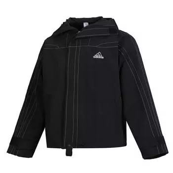 Adidas Удобная повседневная куртка с капюшоном и длинным рукавом Мужские куртки черного цвета JD5419 XS