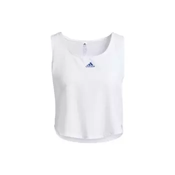 Adidas Укороченный топ без рукавов с буквенным принтом, женские топы белого цвета GL7277 L