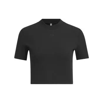 Adidas Укороченный топ Originals Adiclub с вышитым логотипом, ребристый трикотаж, круглый вырез, короткие рукава, женские топы, черный цвет IP1788 XS