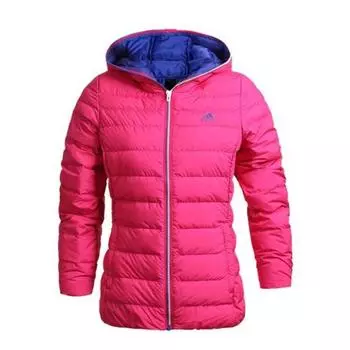 Adidas Ультралегкая теплая прочная ветрозащитная женская куртка-пуховик красного цвета AH3826 S