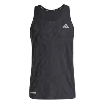 Adidas Ultimate Engineered Running Singlet с круглым вырезом, однотонный жилет без рукавов, мужские топы, черный цвет IT3510 S