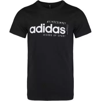 Adidas Универсальный свитер с круглым вырезом и буквенным принтом, удобная футболка с коротким рукавом, мужские футболки, черный цвет EI4623 S