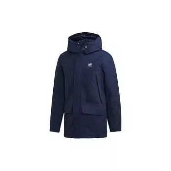 Adidas Утепленная хлопковая куртка Originals Trefoil Parka с капюшоном, зимняя мужская куртка темно-синего цвета ED5836 M