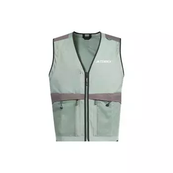 Adidas Utility Vest Color Block V-Neck Zip Outdoor Sports Men Жилеты Серебристо-серо-зеленые IN2224 M
