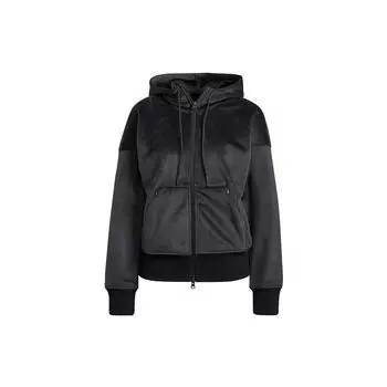Adidas Вельветовая однотонная спортивная куртка с капюшоном Женские топы Черный H15955 L