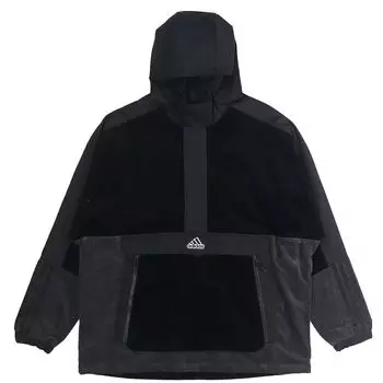 Adidas Вельветовая спортивная куртка с капюшоном с полумолнией и логотипом в стиле пэчворк Мужские куртки черные HD0365 M