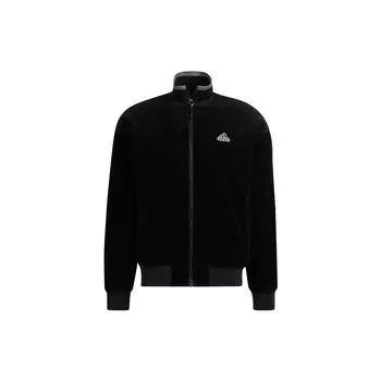 Adidas Вельветовая спортивная куртка с логотипом и воротником-стойкой Мужская верхняя одежда Черный HD0360 XL