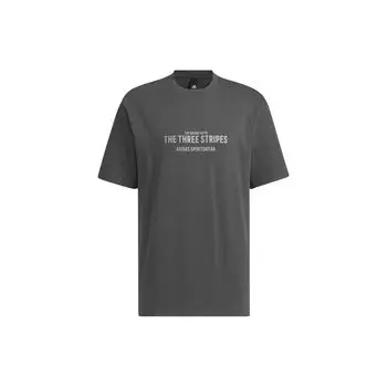 Adidas Verbiage Graphic Свободная повседневная спортивная футболка Мужские топы Однотонные темно-серые IP3931 XL