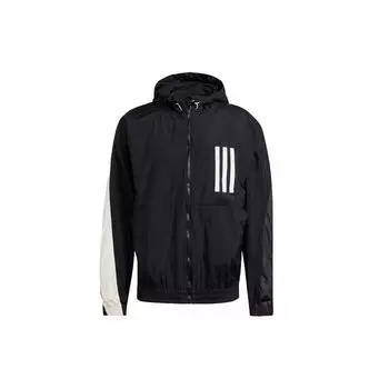 Adidas Ветровка с капюшоном и контрастным логотипом Мужские куртки черные GT9769 S