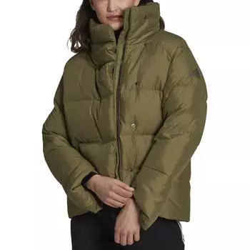 Adidas Ветрозащитная водонепроницаемая теплая однотонная куртка-пуховик женская зеленая GQ2521 XS