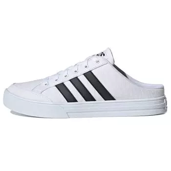 Adidas VS Set Мюли Бело-черные кроссовки унисекс Cloud-White Core-Black Footwear-White FX4849