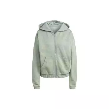 Adidas Всесезонный флисовый стираный спортивный топ с капюшоном и застежкой-молнией, женский, зеленый IL3273 XL