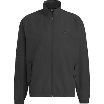 Adidas Тканая спортивная повседневная свободная куртка с принтом букв, воротником-стойкой, застежкой-молнией, длинными рукавами, куртка унисекс, черная JI6657 L