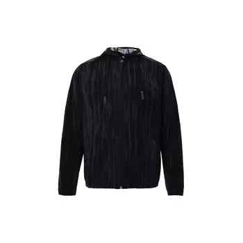 Adidas Wujie Series Полосатая ветрозащитная повседневная куртка с капюшоном Мужская куртка черная IW1512 M