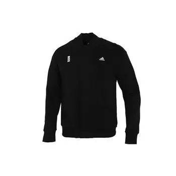 Adidas Wujie Series с логотипом и принтом, спортивная весенне-осенняя куртка с воротником-стойкой, мужская куртка, черная H39208 XL