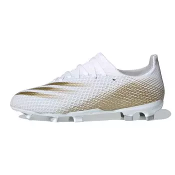 adidas X Ghosted.3 FG J White Metallic Gold Melange Детские кроссовки Cloud-White Grey-Two EG8210