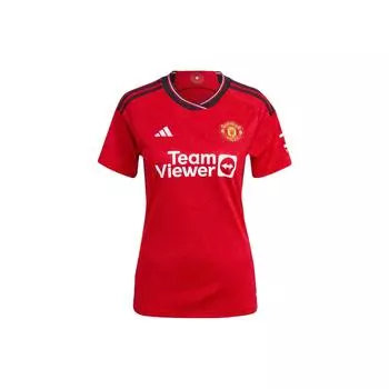 Adidas X Manchester United Second Away 2023/24 Домашняя футболка с коротким рукавом и принтом в виде полосок, женская футболка, красный IP1735 XXL
