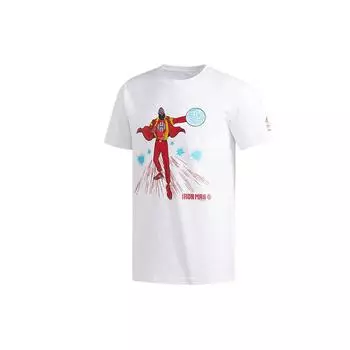 Adidas X Marvel Harden Iron Man Avengers Баскетбольная футболка с коротким рукавом Мужские топы белые FI6371 M