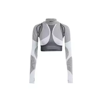 Adidas X Rui Zhou Collaboration FW23 Ажурный дизайн футболка с длинным рукавом женские топы черный белый IB1261 S