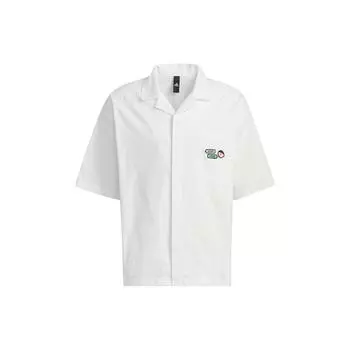 Adidas X Seebin Совместный бренд SS23 Однобортная рубашка с короткими рукавами и однотонным логотипом Топы унисекс Розовый Белый IA8100 XL