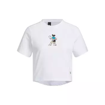 Adidas X Seebin SS23 Логотип Вышитый Буквенный Принт Укороченная Футболка Женские Топы Белый HY2816 S