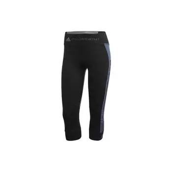 Спортивные брюки Adidas X Stella McCartney Letter Print Color Block с застежкой на три четверти, женские брюки черного цвета FK9712 XXS