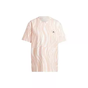 Adidas X Stella McCartney Logo Print Свободная футболка с короткими рукавами Женские топы Кисть-розовый HT1106 S