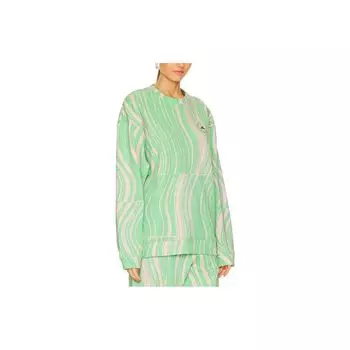 Adidas X Stella McCartney Логотип Принт Волна Круглый вырез Пуловер Длинный рукав Толстовка Женская Толстовка Зеленый HT1105 XS