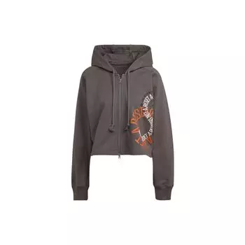 Adidas X Stella McCartney Письменный Принт Куртка С Капюшоном На Молнии С Завязками Женские Куртки Коричневый IB5893