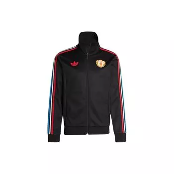Adidas X Stone Roses Manchester United в полоску с цветными блоками, приталенная повседневная спортивная куртка, мужская верхняя одежда, черный IP9188 L