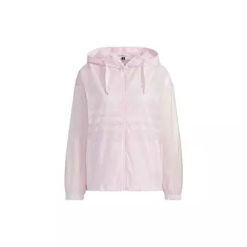 Adidas Женская куртка с капюшоном Neo Solid Color Logo Striped Woven Jacket Clear-Pink GP5471 S