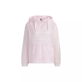 Adidas Женская куртка с капюшоном Neo Solid Color Logo Striped Woven Jacket Clear-Pink GP5471 M