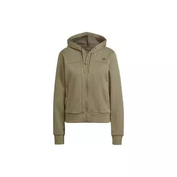 Adidas Женская однотонная куртка с капюшоном на молнии с логотипом Женские куртки Зеленые HY1018 S