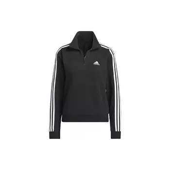 Adidas Женская толстовка Essentials с тремя полосками и застежкой-молнией на четверть длины, черная IC8780 S