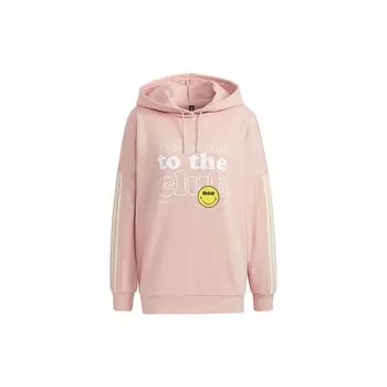 Adidas Женская толстовка с капюшоном Neo X Smiley, спортивный свитер с принтом в виде смайлика и букв, женская толстовка с капюшоном, розовая H45535 L